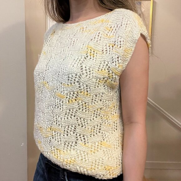 Vintage Handmade Popcorn Sweater Vest - Cream - Picture 7 of 14